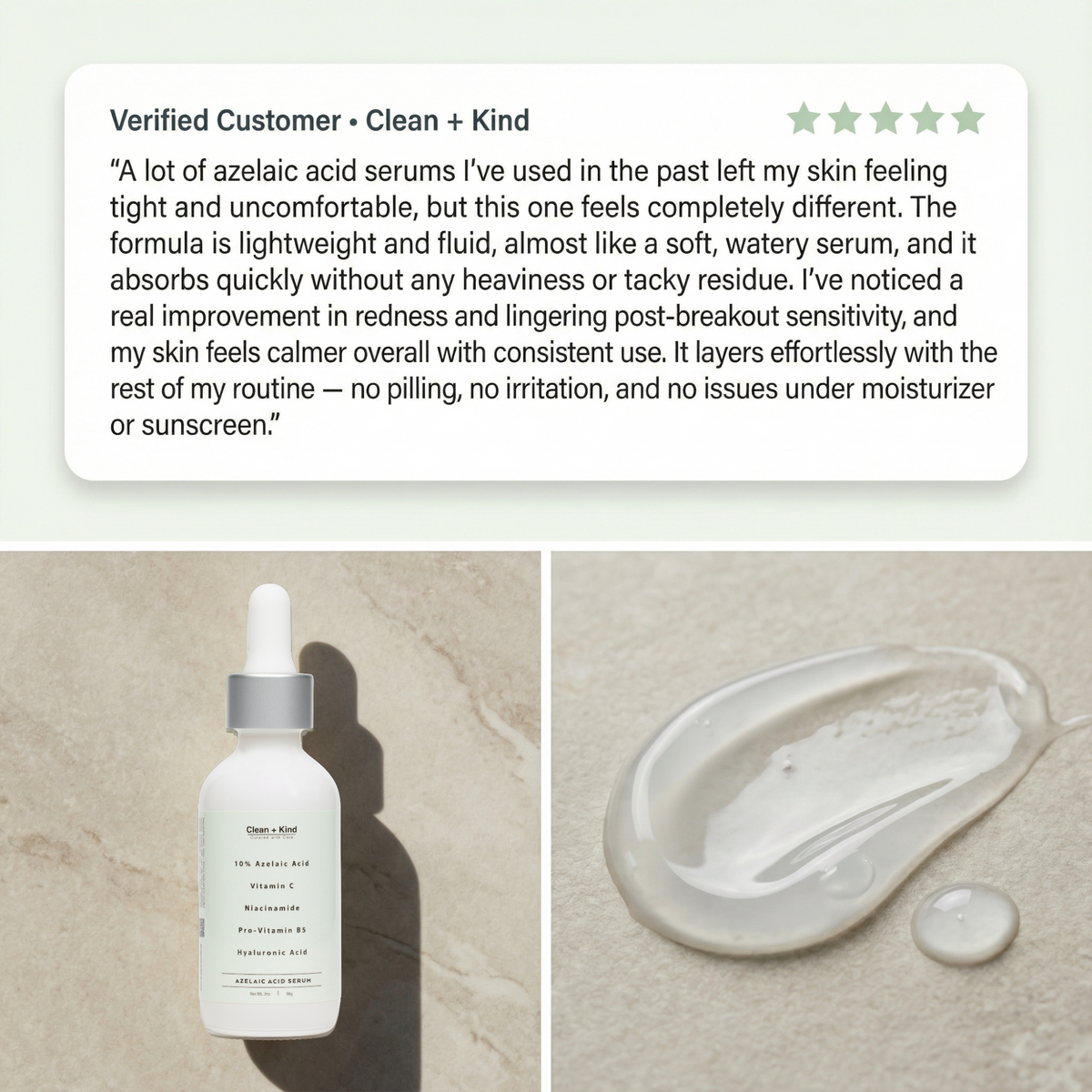 Azelaic Acid Serum 10% — Pore-Refining & Brightening | Clean+Kind